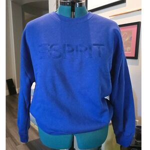 Esprit Womens XL Royal Blue Embroidered Logo Crewneck Sweatshirt NWT
